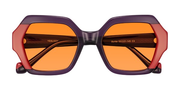 Front of Burka in Eggplant/Red