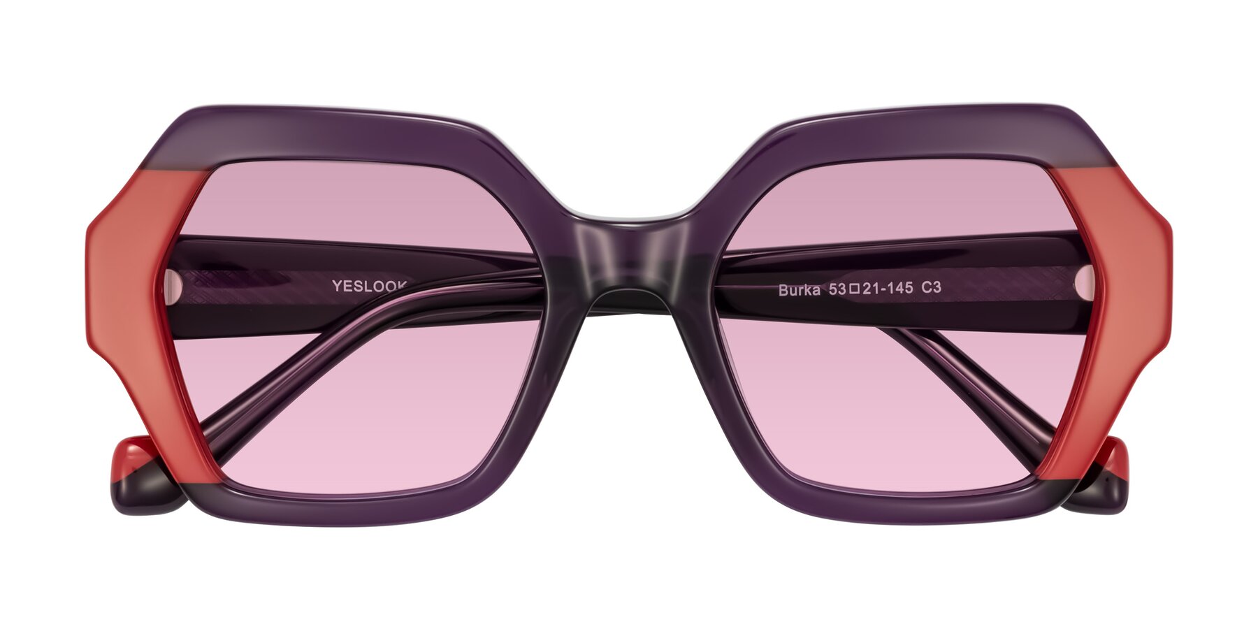 Folded Front of Burka in Eggplant/Red with Light Wine Tinted Lenses