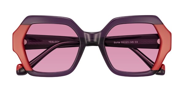 Front of Burka in Eggplant/Red