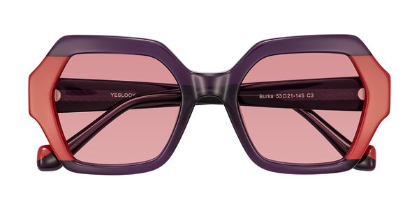 Front of Burka in Eggplant/Red