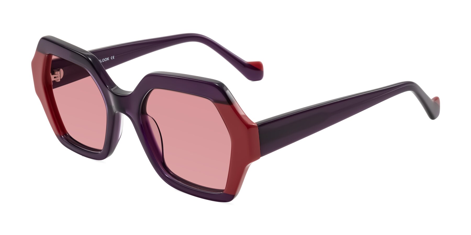 Angle of Burka in Eggplant/Red with Medium Garnet Tinted Lenses
