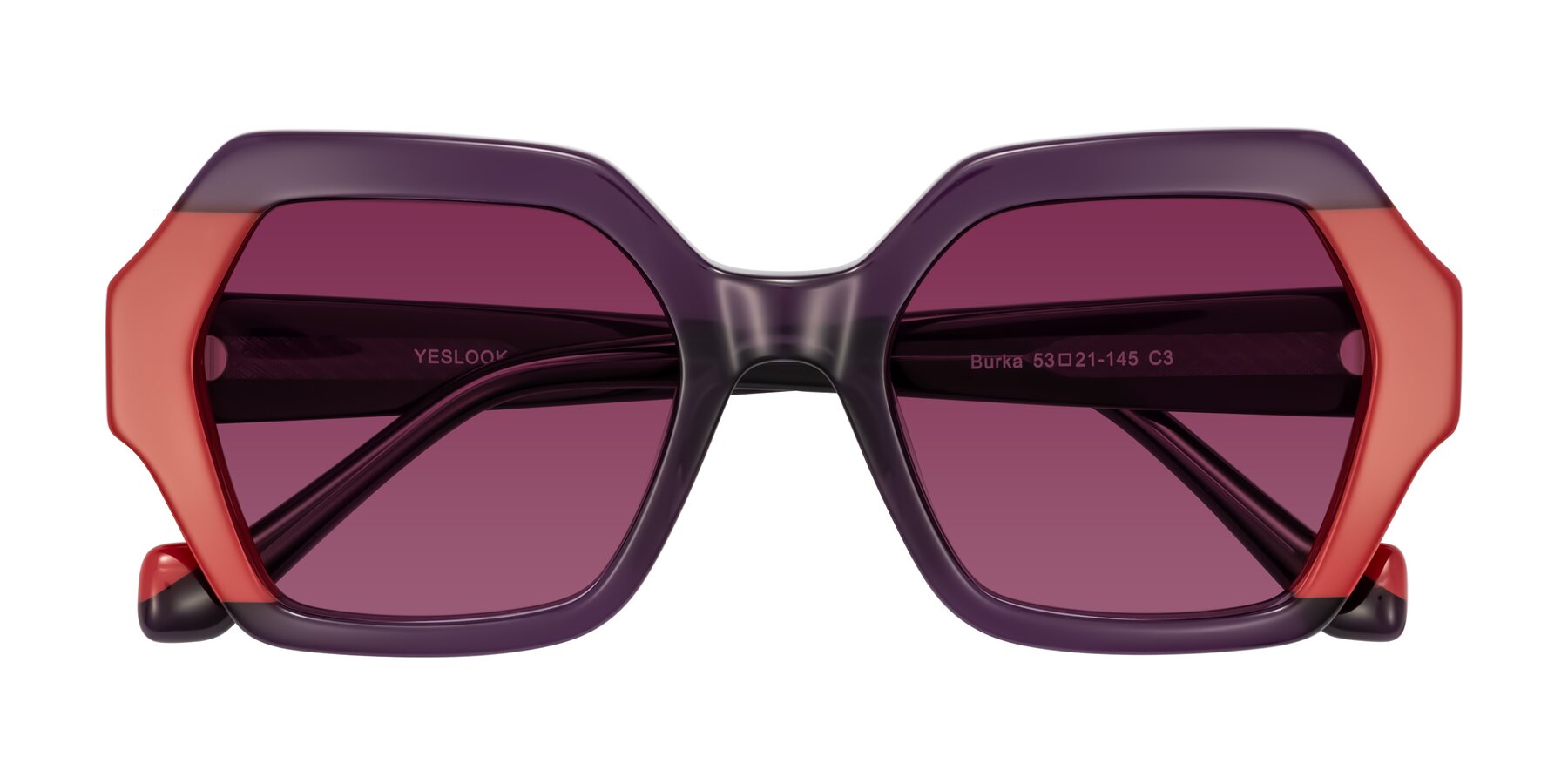 Folded Front of Burka in Eggplant/Red with Wine Tinted Lenses