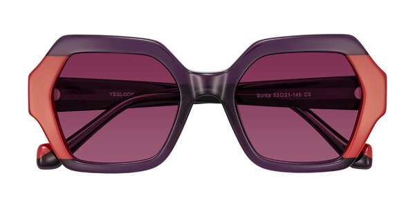 Front of Burka in Eggplant/Red