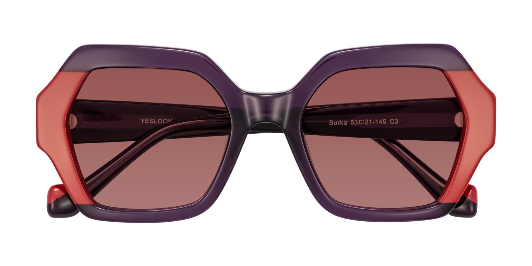 Folded Front of Burka in Eggplant/Red with Garnet Tinted Lenses