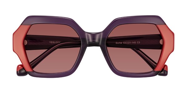 Front of Burka in Eggplant/Red