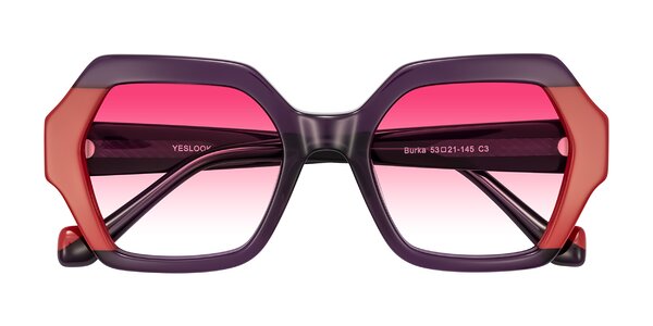 Front of Burka in Eggplant/Red