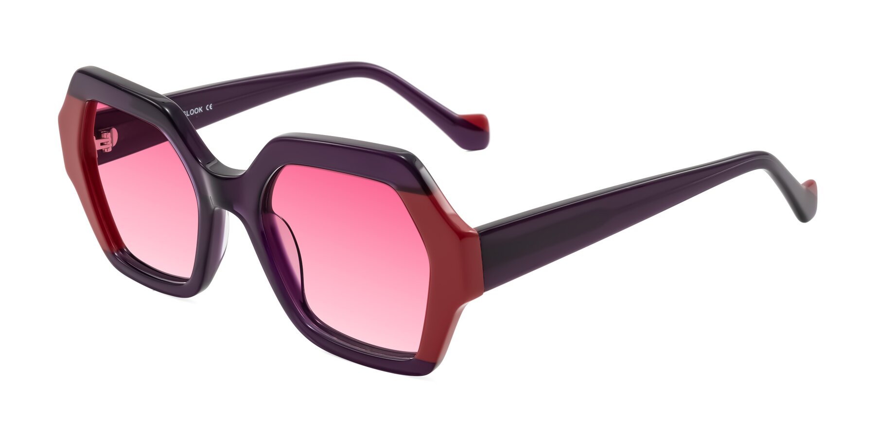 Angle of Burka in Eggplant/Red with Pink Gradient Lenses
