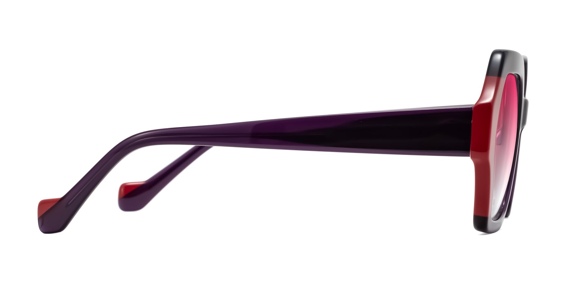 Side of Burka in Eggplant/Red with Pink Gradient Lenses