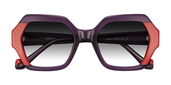 Front of Burka in Eggplant/Red