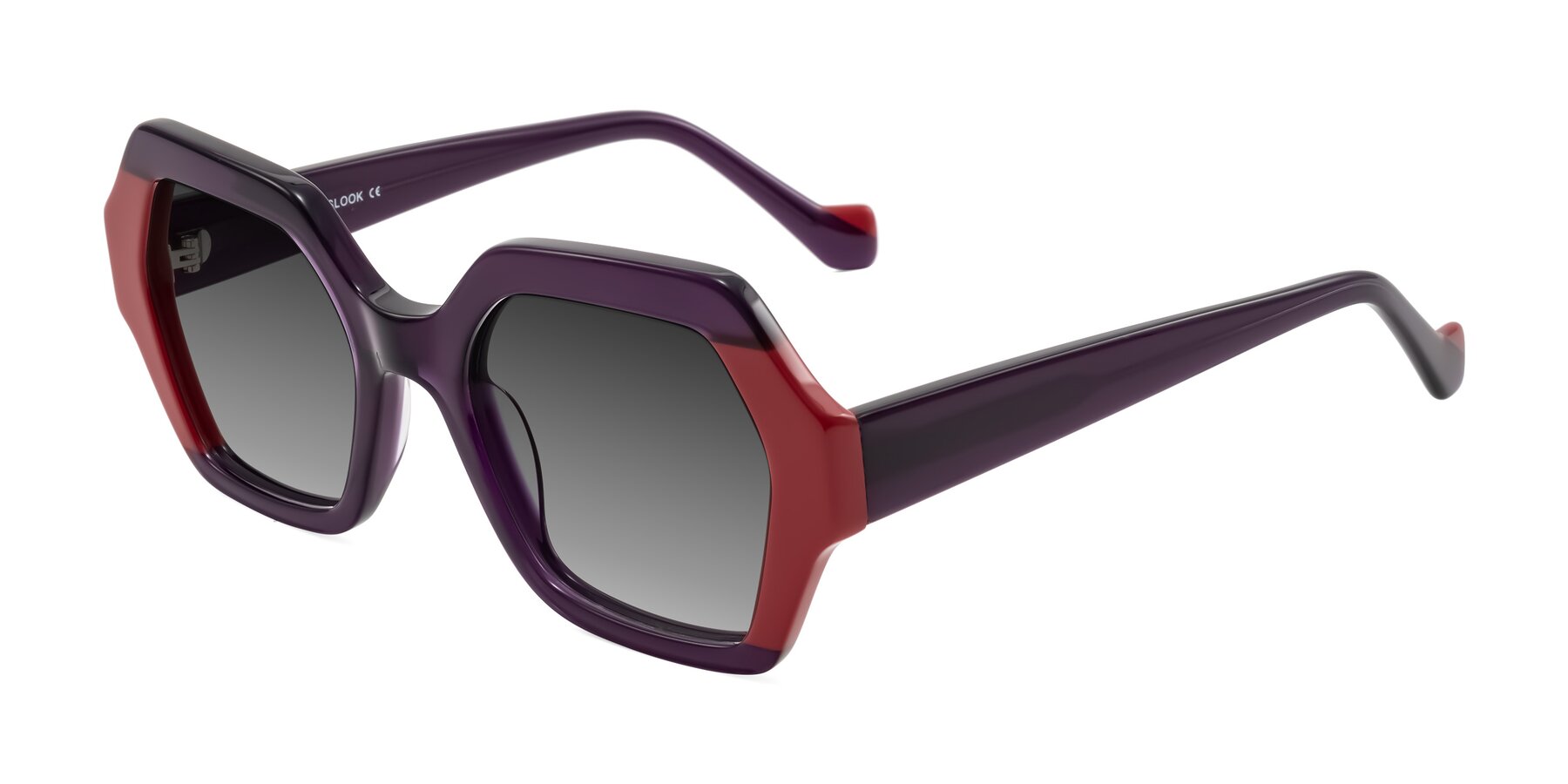Angle of Burka in Eggplant/Red with Gray Gradient Lenses