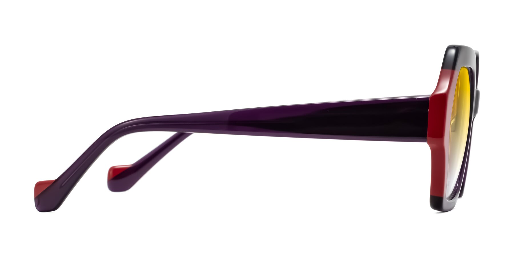 Side of Burka in Eggplant/Red with Yellow Gradient Lenses