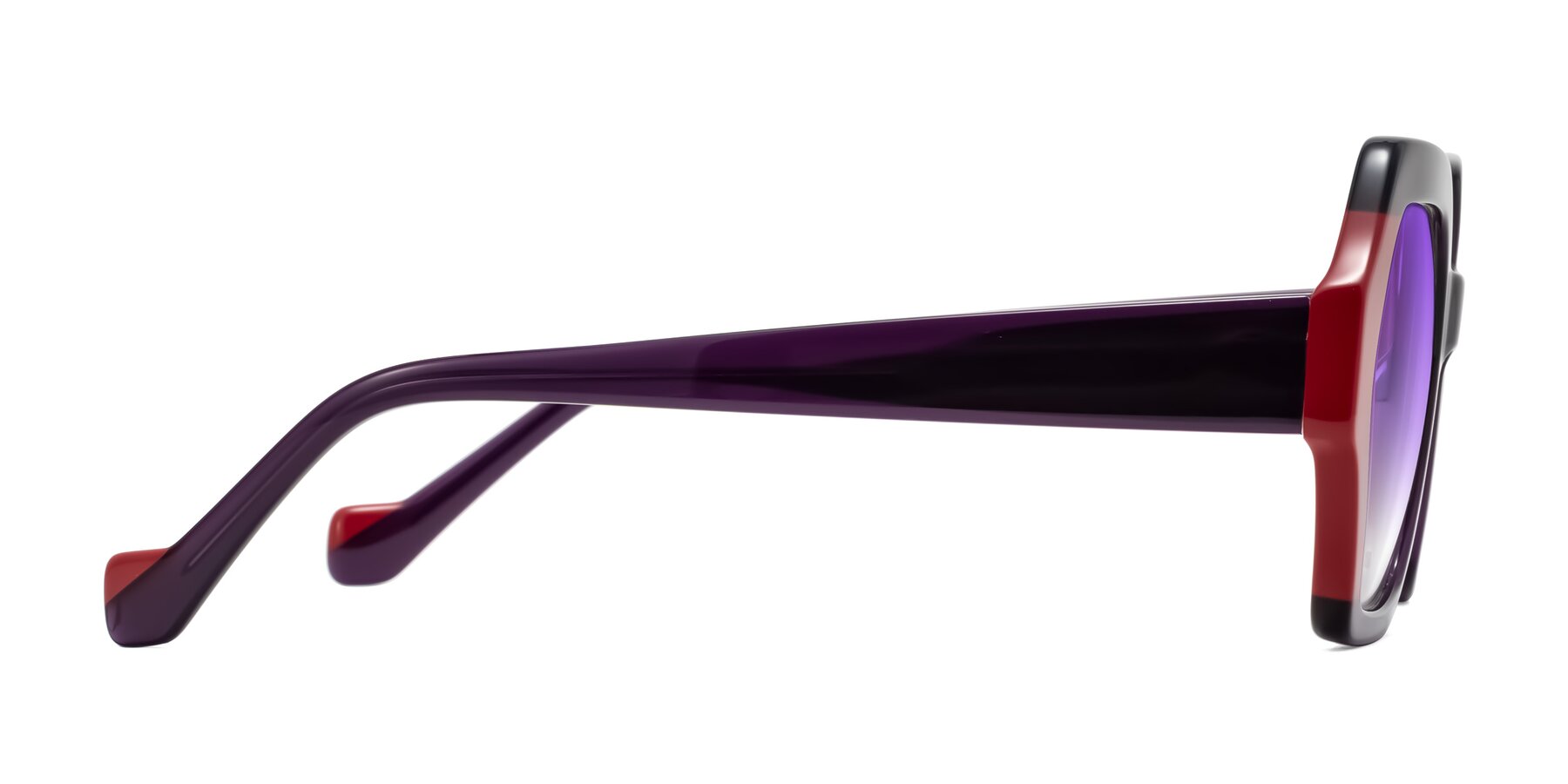 Side of Burka in Eggplant/Red with Purple Gradient Lenses