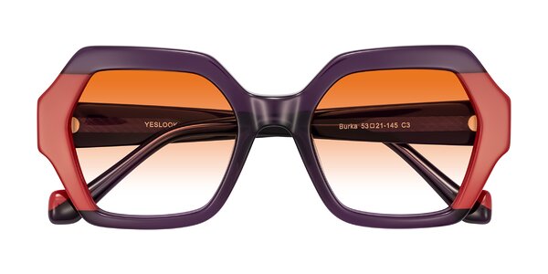 Front of Burka in Eggplant/Red