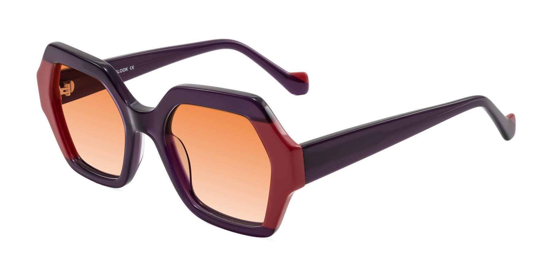 Angle of Burka in Eggplant/Red with Orange Gradient Lenses