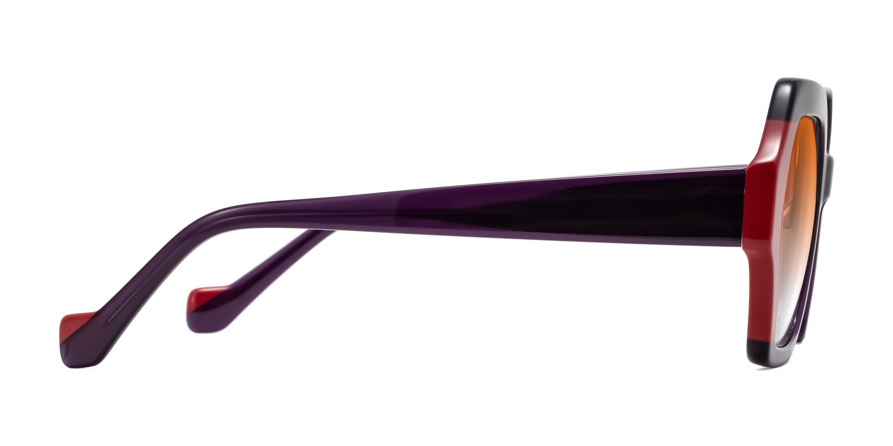Side of Burka in Eggplant/Red with Orange Gradient Lenses