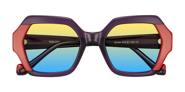 Front of Burka in Eggplant/Red