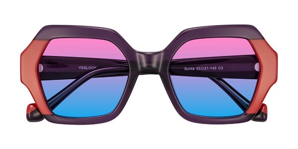 Front of Burka in Eggplant/Red