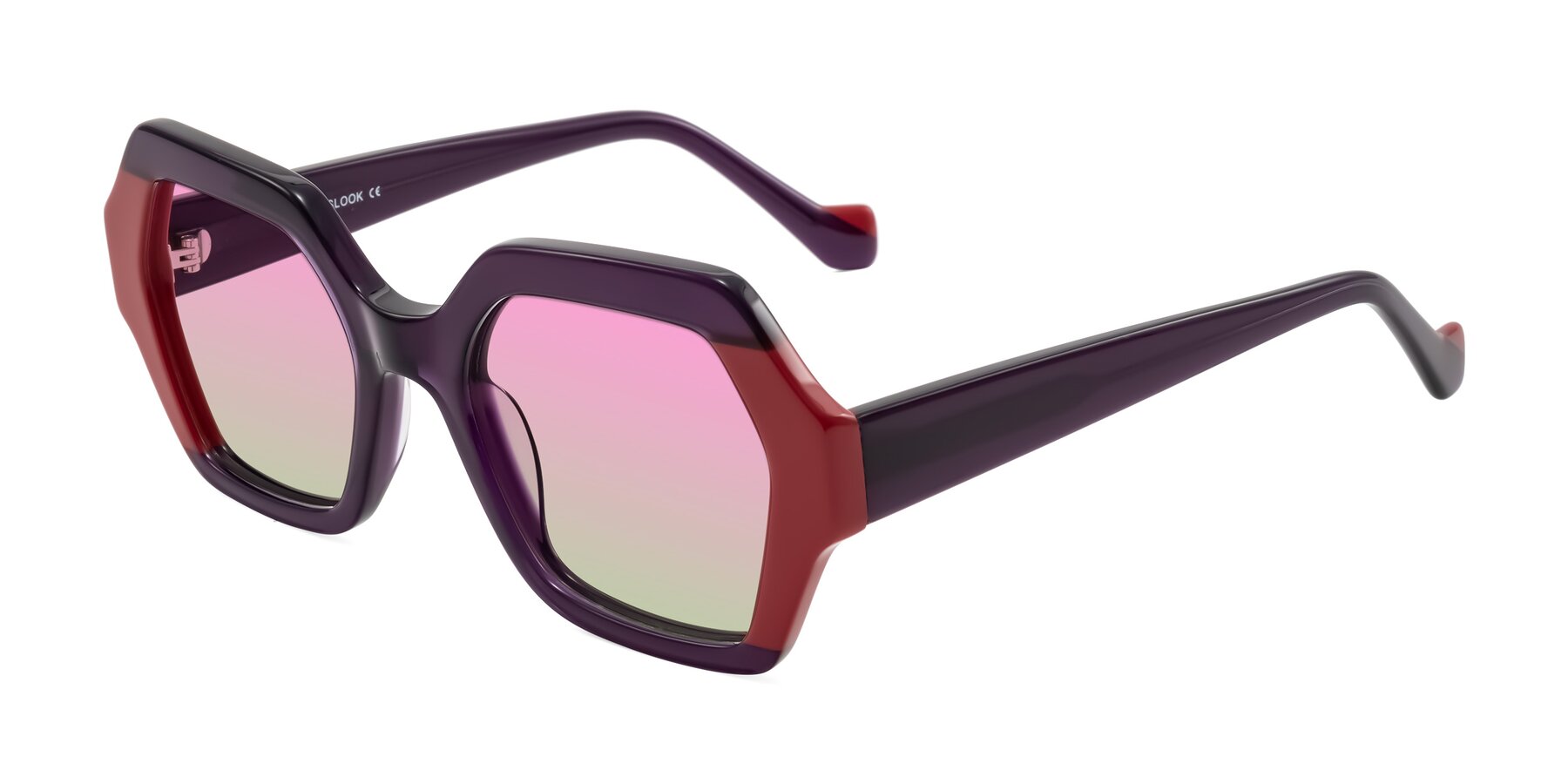 Angle of Burka in Eggplant/Red with Pink / Green Gradient Lenses