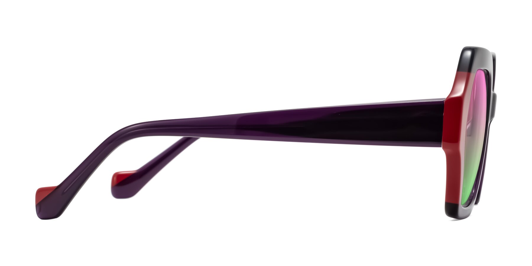 Side of Burka in Eggplant/Red with Pink / Green Gradient Lenses