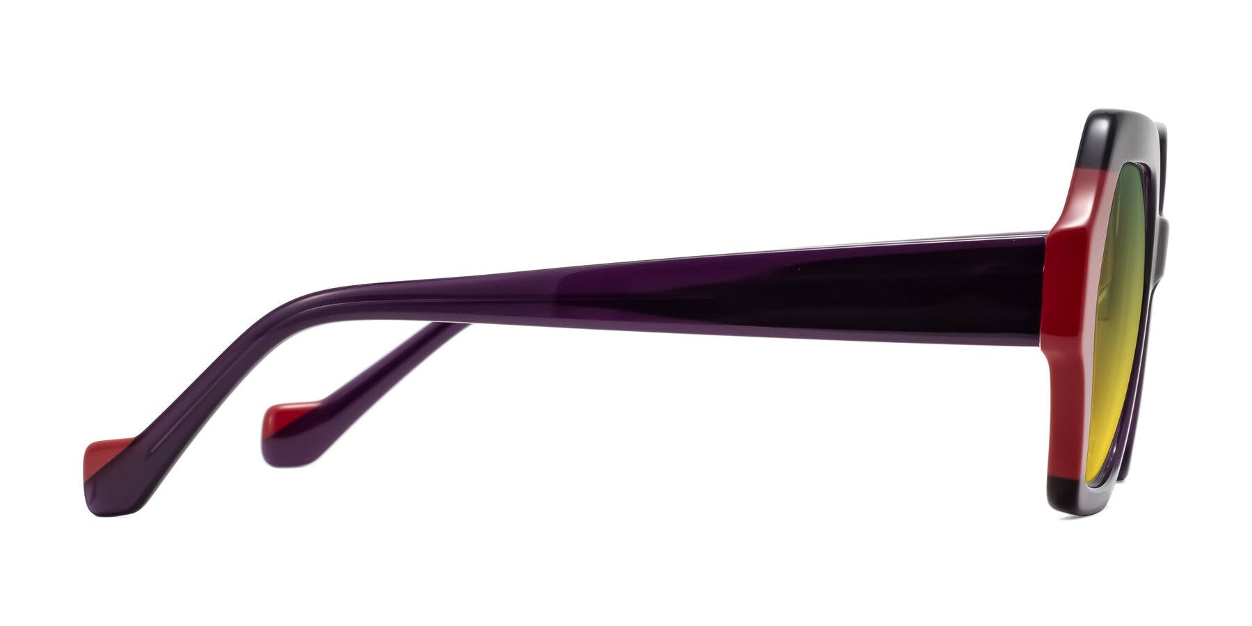 Side of Burka in Eggplant/Red with Green / Yellow Gradient Lenses
