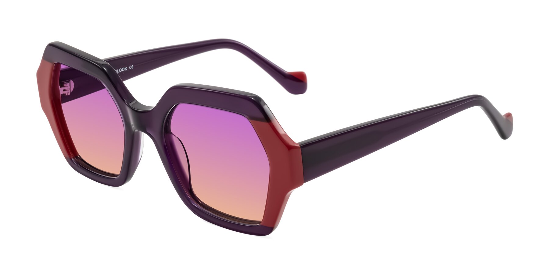 Angle of Burka in Eggplant/Red with Purple / Yellow Gradient Lenses