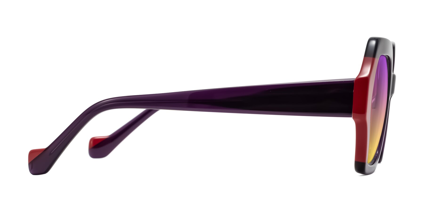 Side of Burka in Eggplant/Red with Purple / Yellow Gradient Lenses