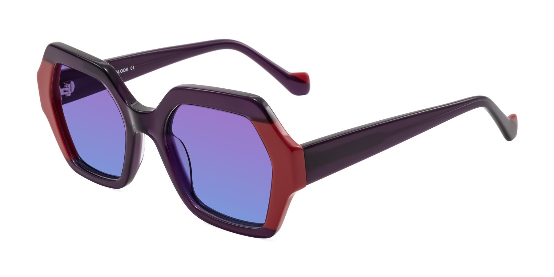 Angle of Burka in Eggplant/Red with Purple / Blue Gradient Lenses