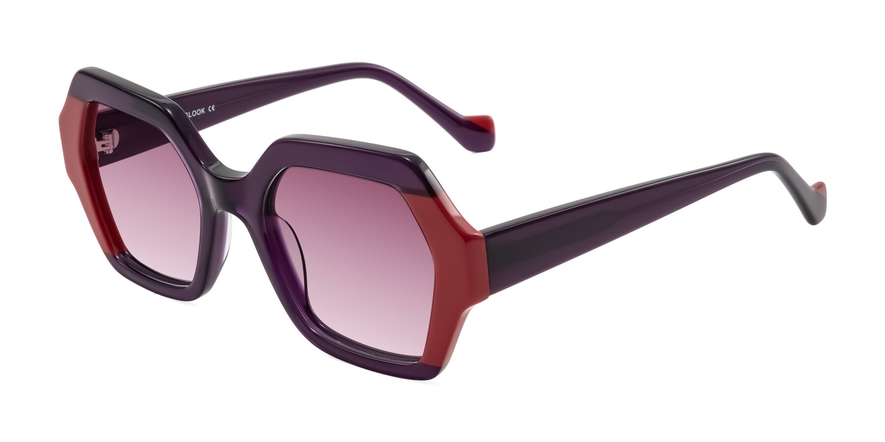 Angle of Burka in Eggplant/Red with Wine Gradient Lenses