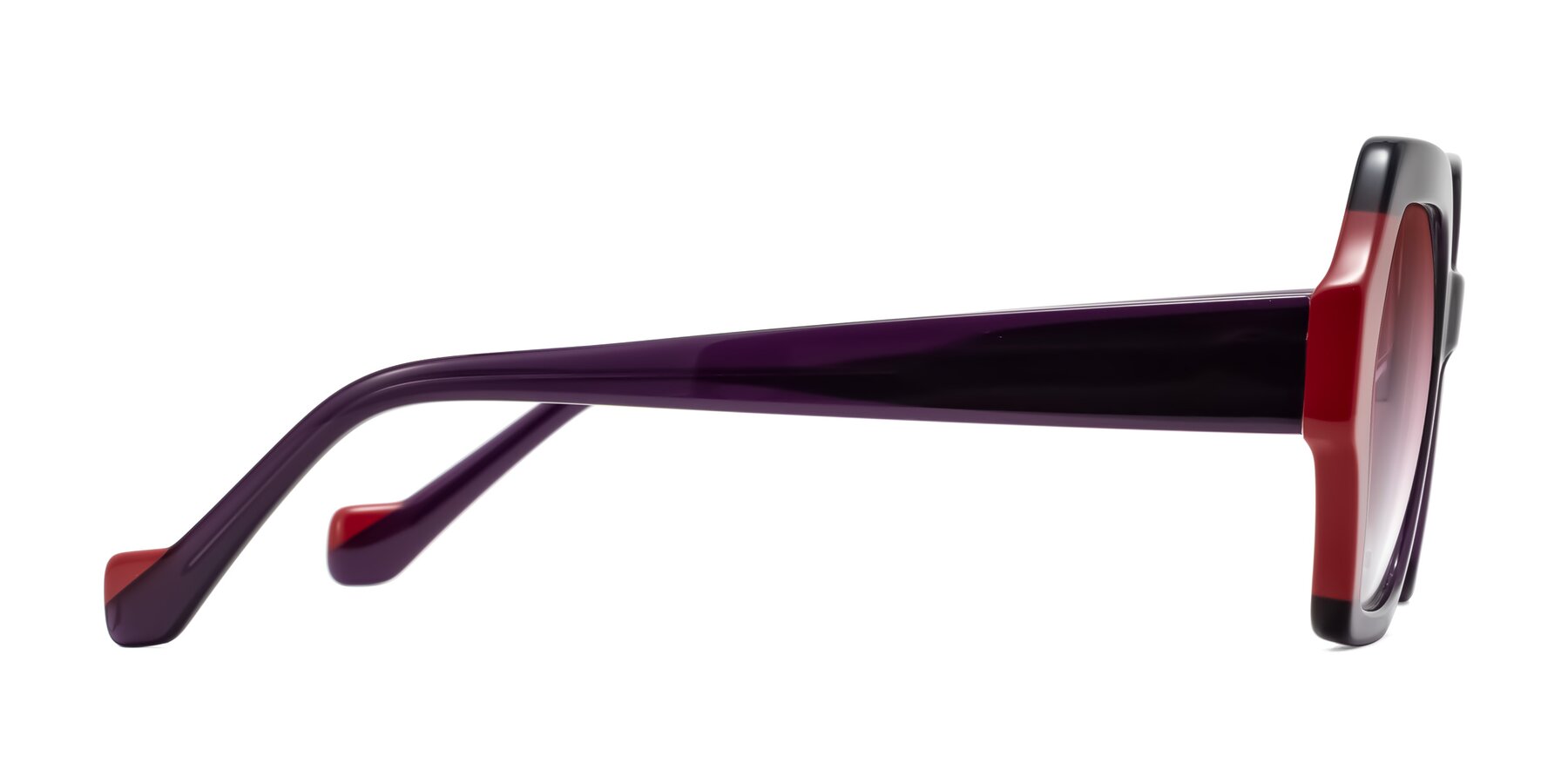 Side of Burka in Eggplant/Red with Garnet Gradient Lenses