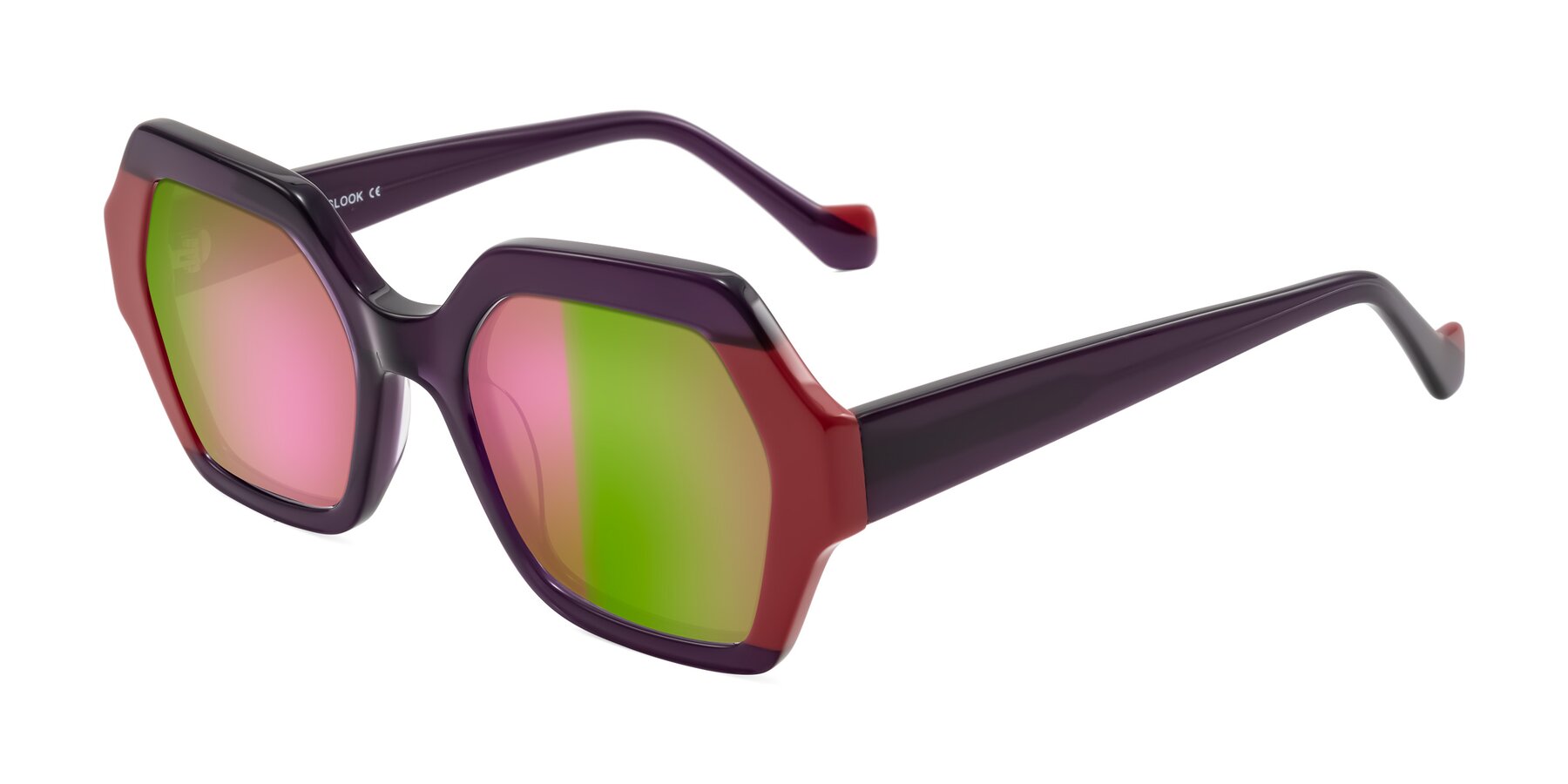 Angle of Burka in Eggplant/Red with Pink Mirrored Lenses