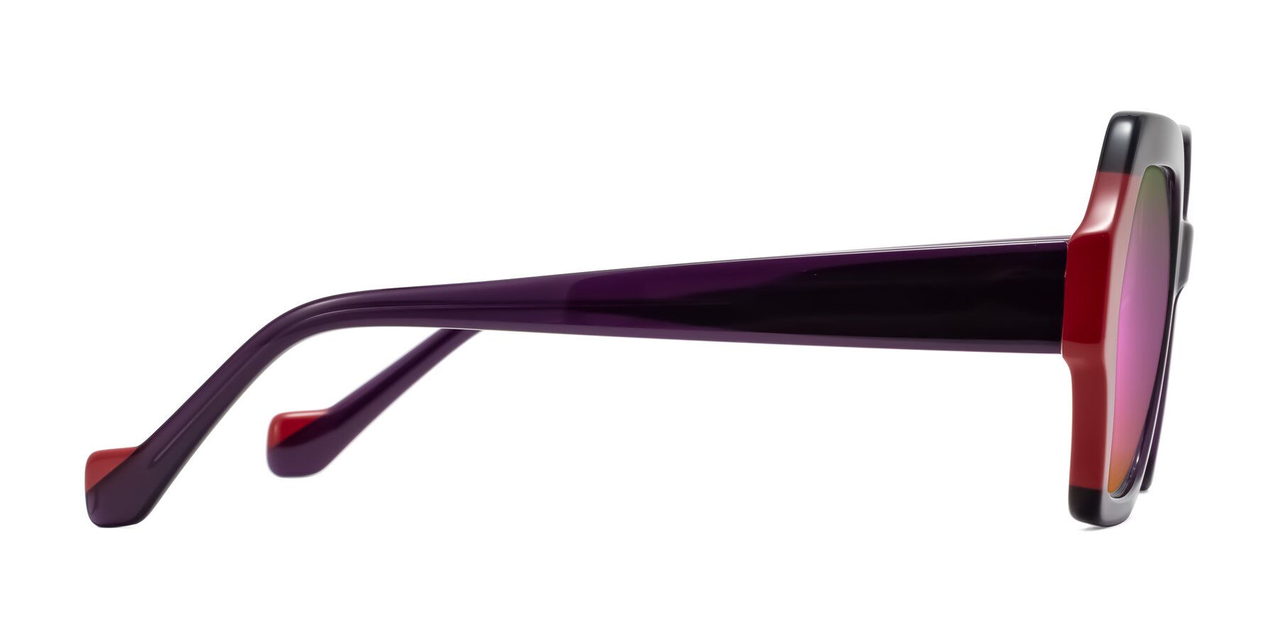 Side of Burka in Eggplant/Red with Pink Mirrored Lenses