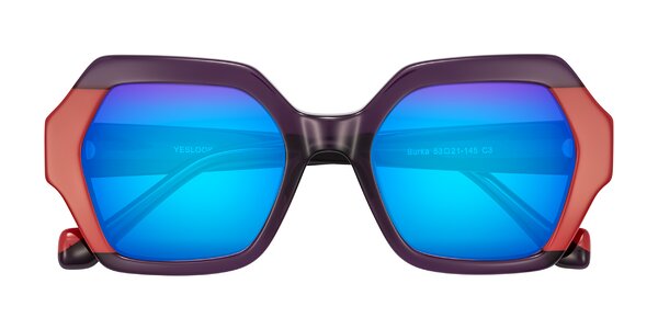 Front of Burka in Eggplant/Red