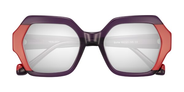 Front of Burka in Eggplant/Red