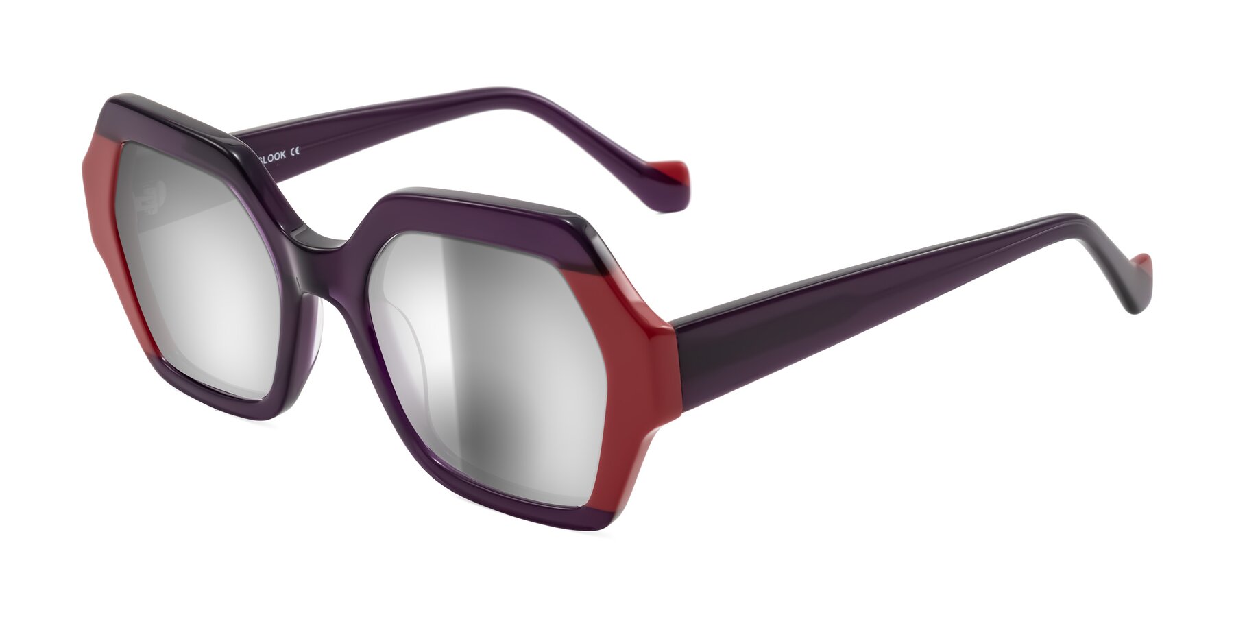 Angle of Burka in Eggplant/Red with Silver Mirrored Lenses