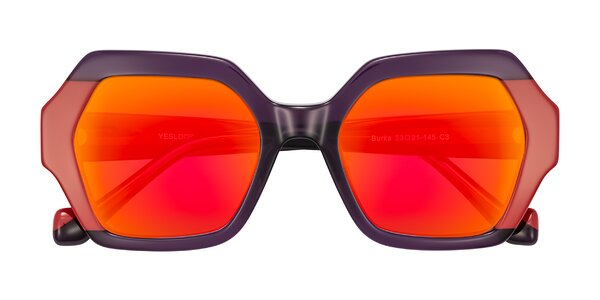 Front of Burka in Eggplant/Red