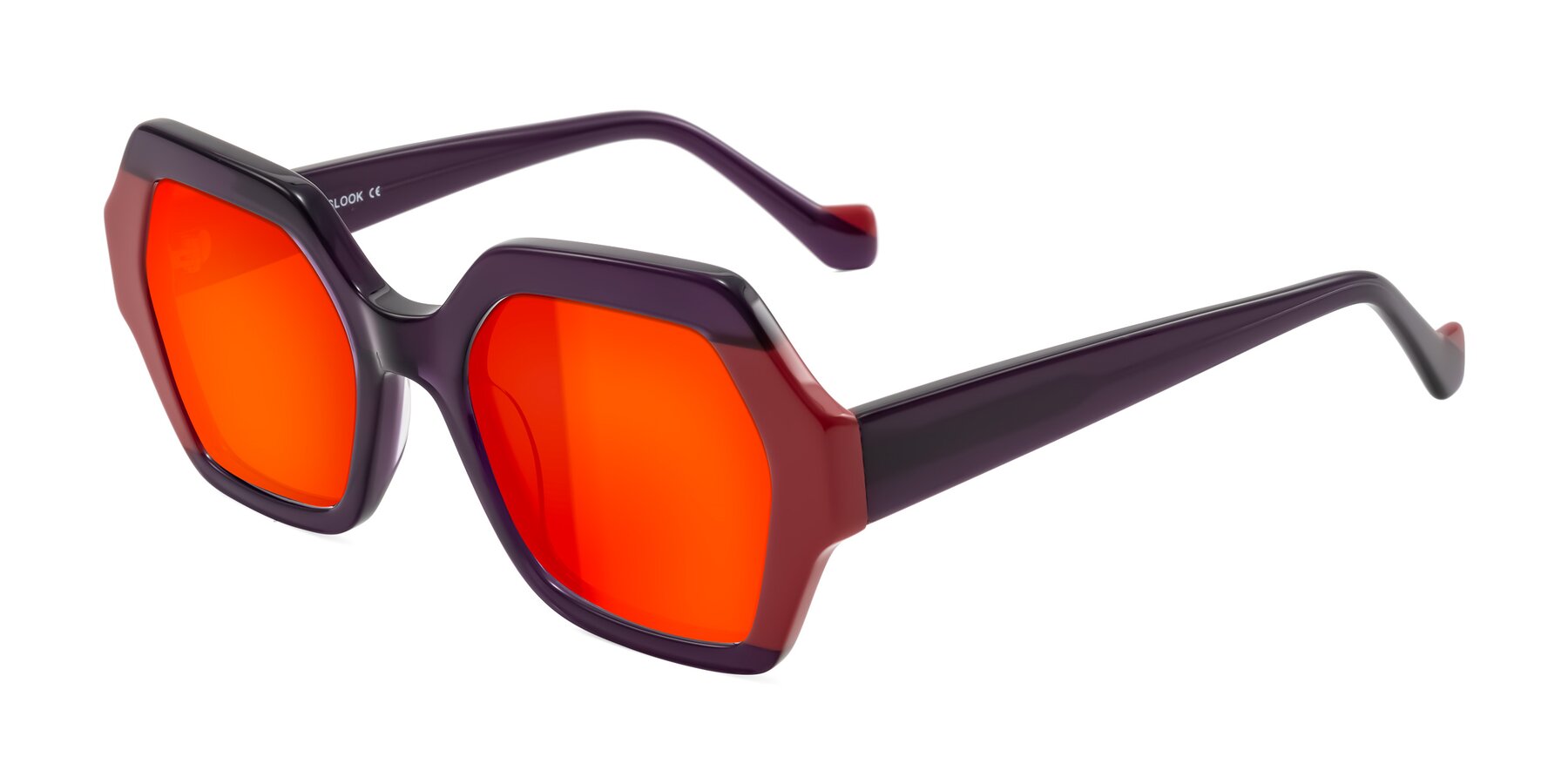 Angle of Burka in Eggplant/Red with Red Gold Mirrored Lenses