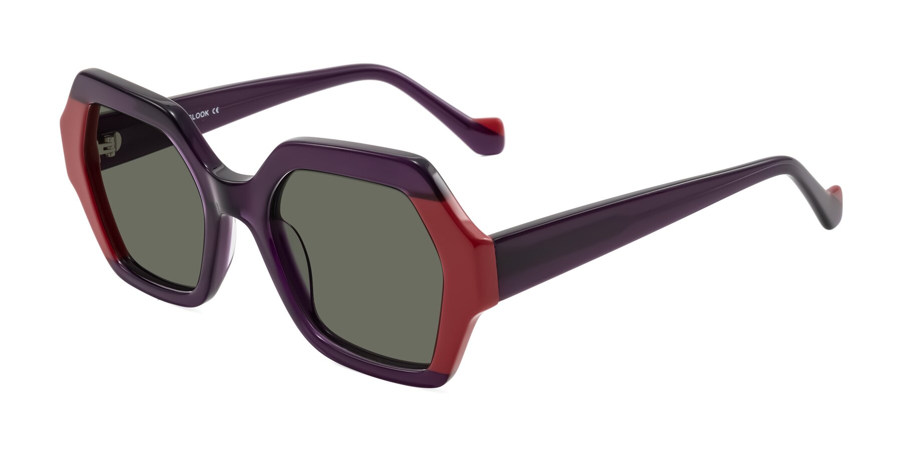 Angle of Burka in Eggplant/Red with Gray Polarized Lenses