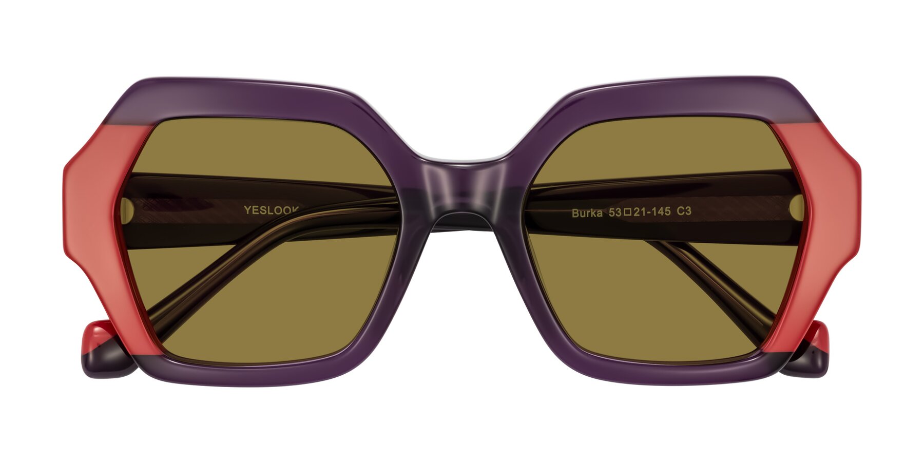 Folded Front of Burka in Eggplant/Red with Brown Polarized Lenses