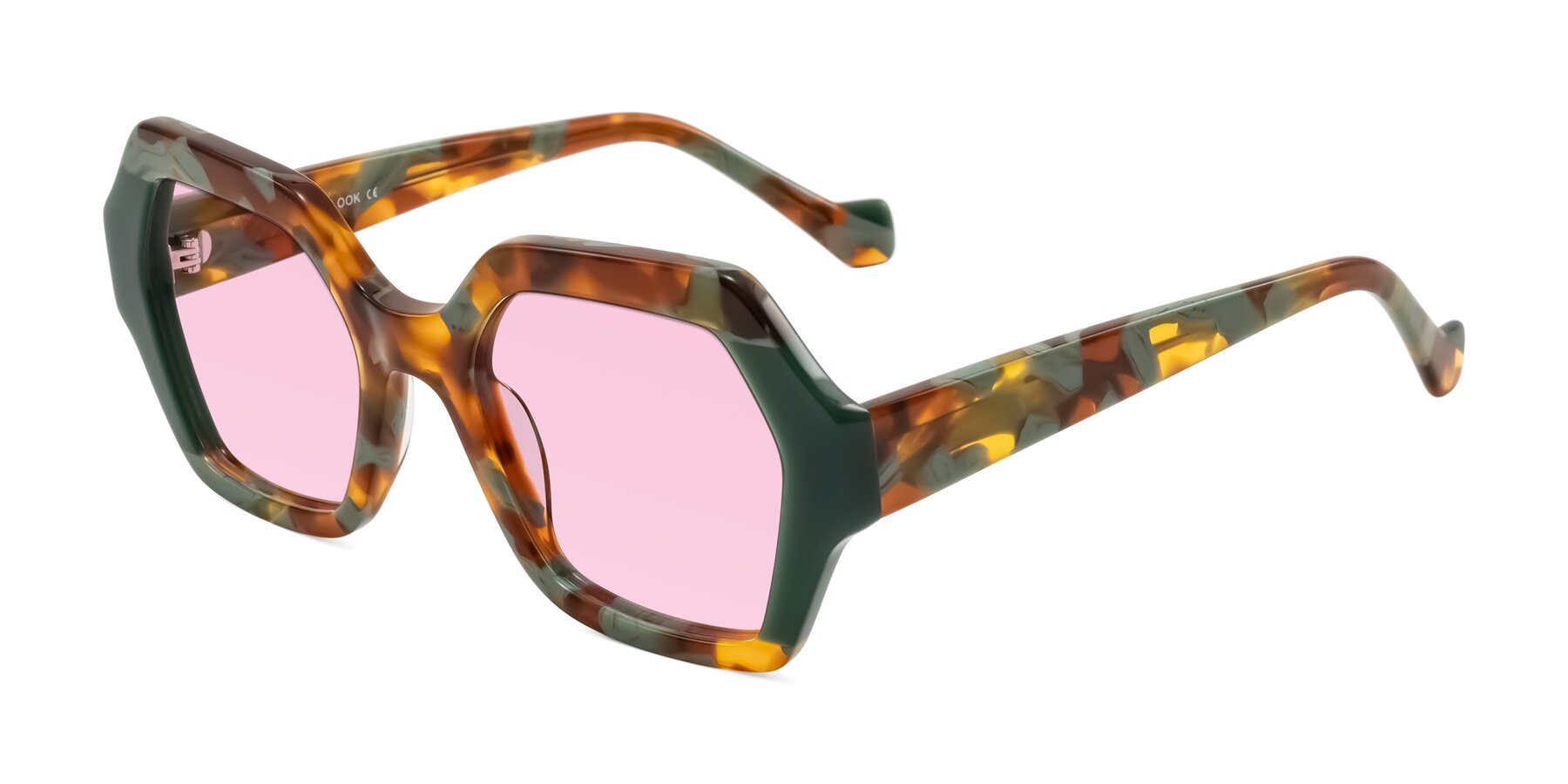 Angle of Burka in Tortoise/Green with Light Pink Tinted Lenses