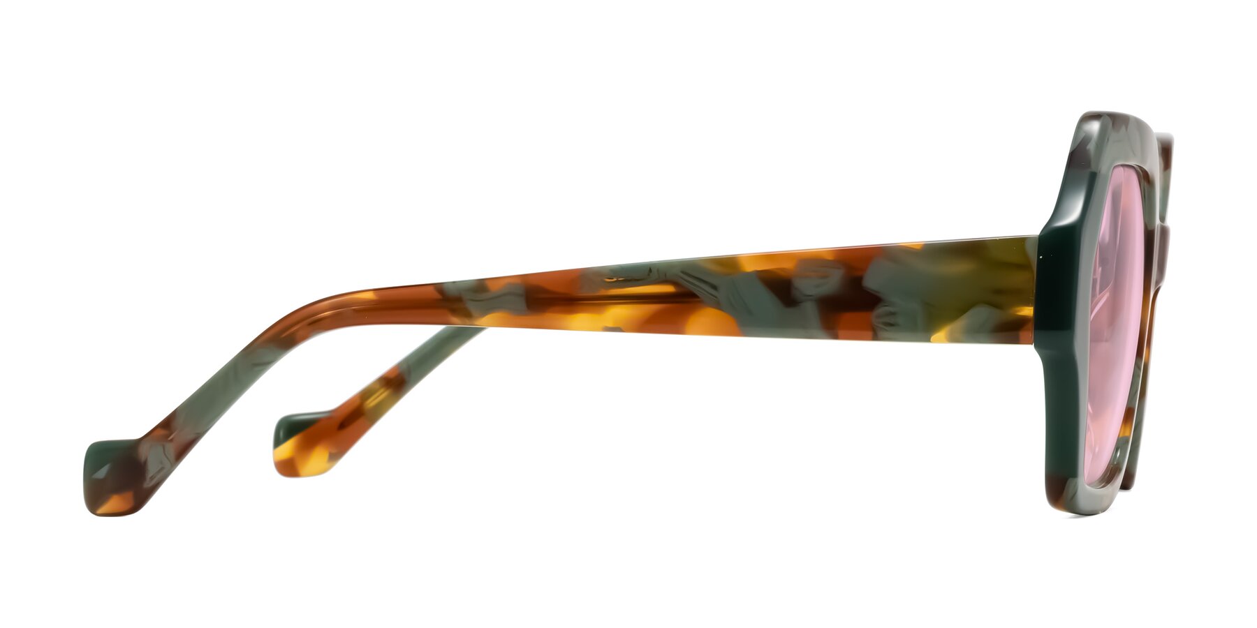 Side of Burka in Tortoise/Green with Light Pink Tinted Lenses