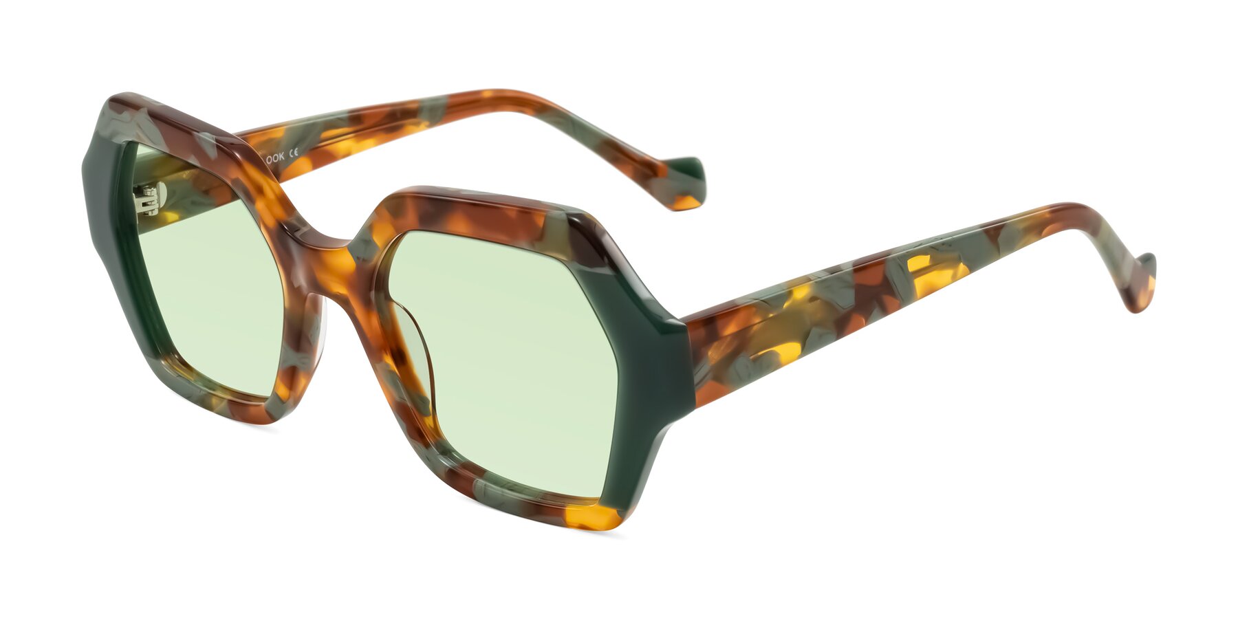 Angle of Burka in Tortoise/Green with Light Green Tinted Lenses