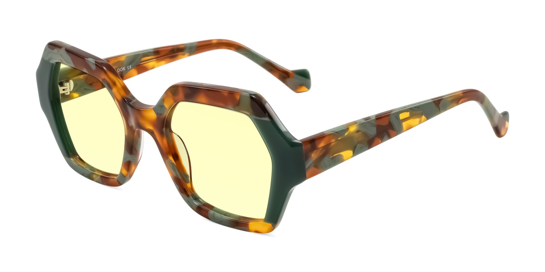 Angle of Burka in Tortoise/Green with Light Yellow Tinted Lenses