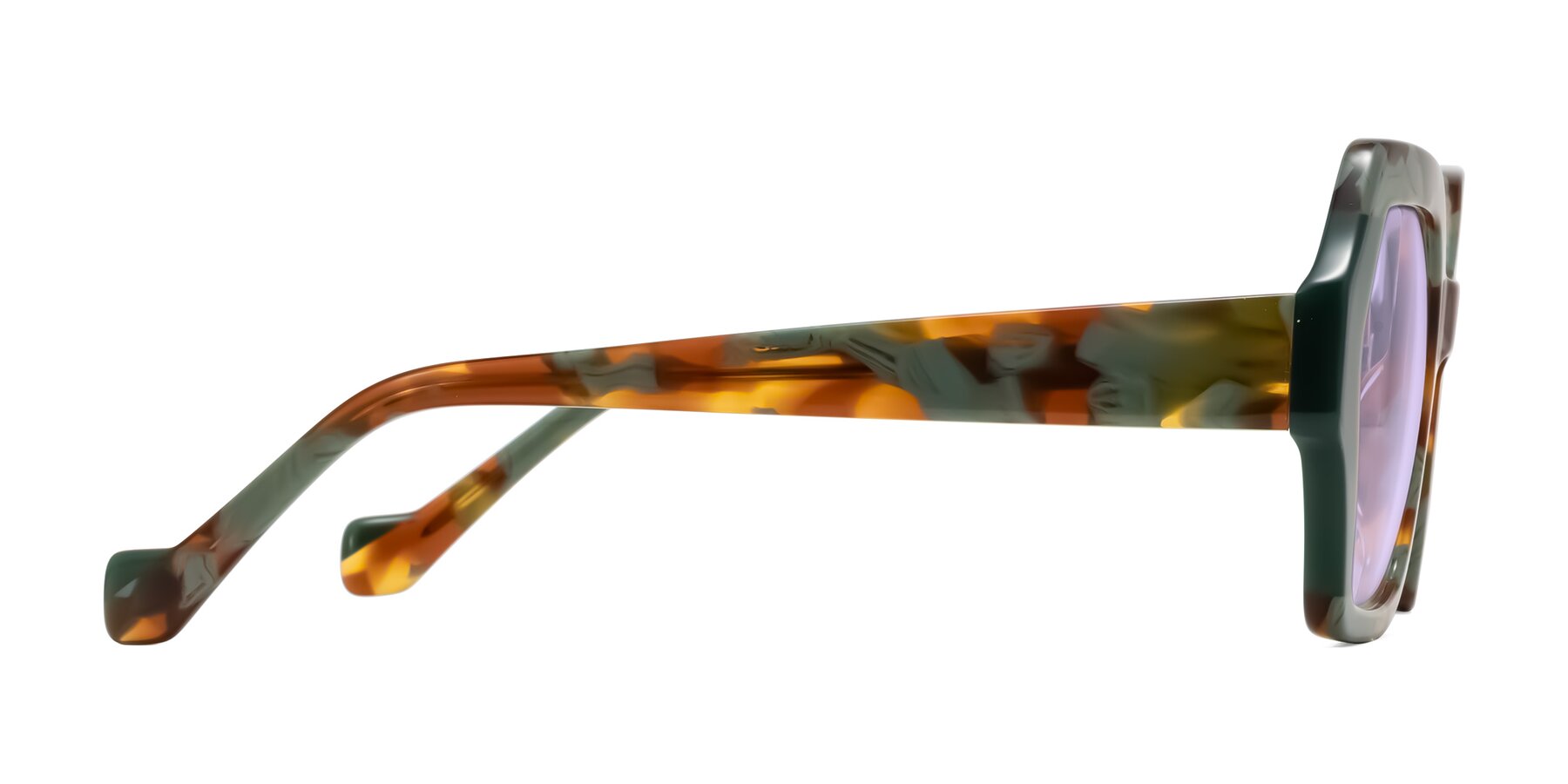 Side of Burka in Tortoise/Green with Light Purple Tinted Lenses