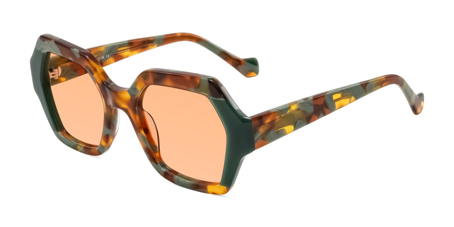 Angle of Burka in Tortoise/Green with Light Orange Tinted Lenses