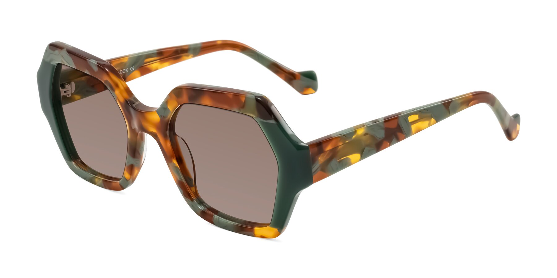 Angle of Burka in Tortoise/Green with Medium Brown Tinted Lenses
