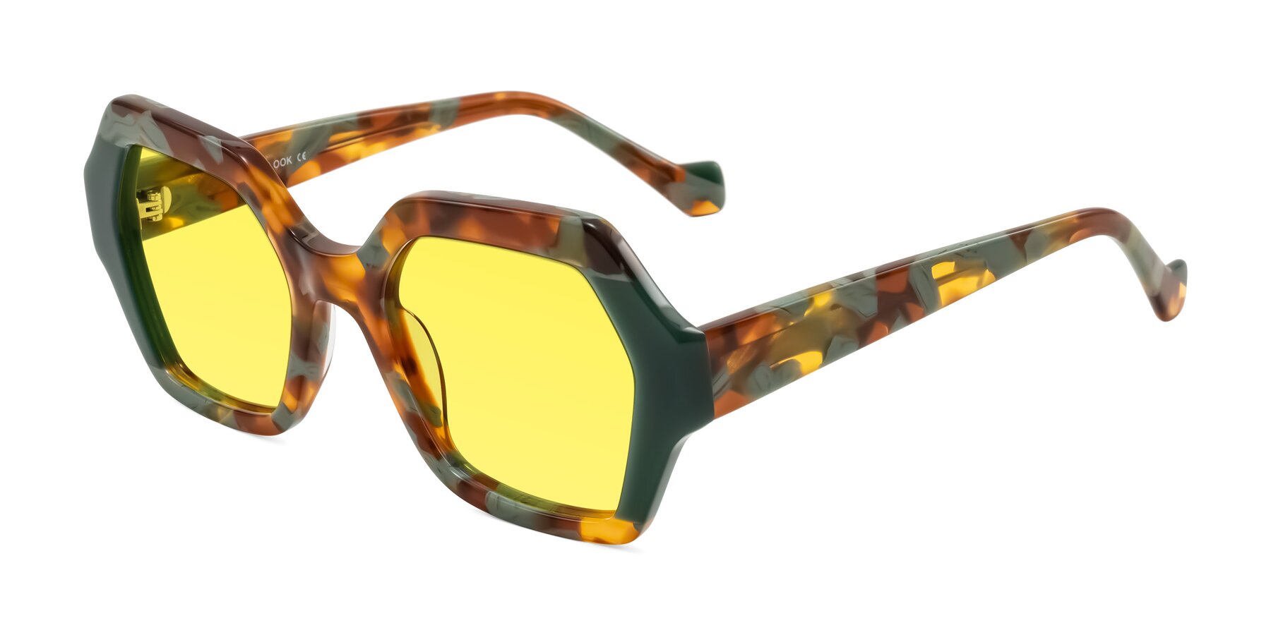 Angle of Burka in Tortoise/Green with Medium Yellow Tinted Lenses