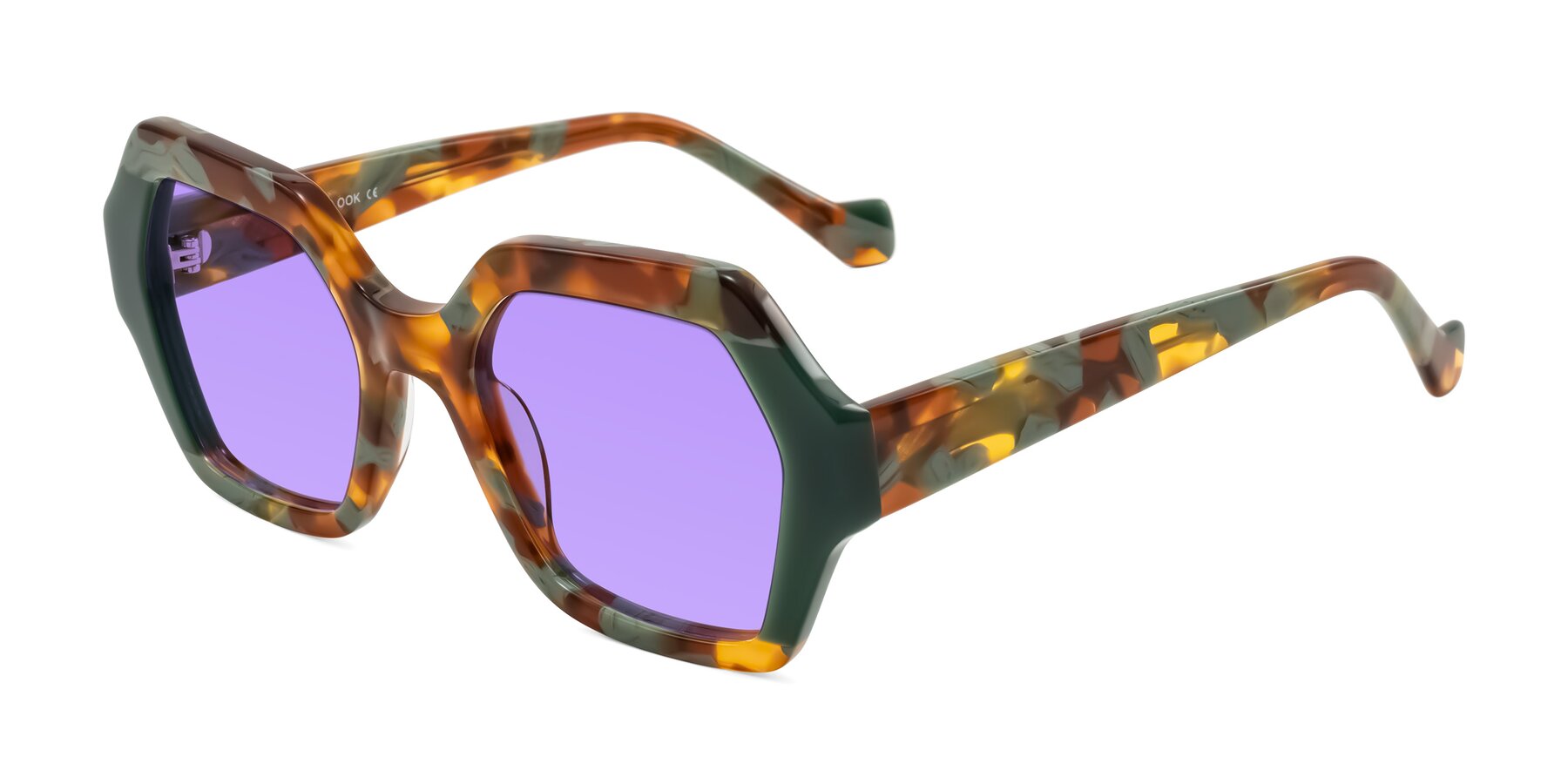 Angle of Burka in Tortoise/Green with Medium Purple Tinted Lenses