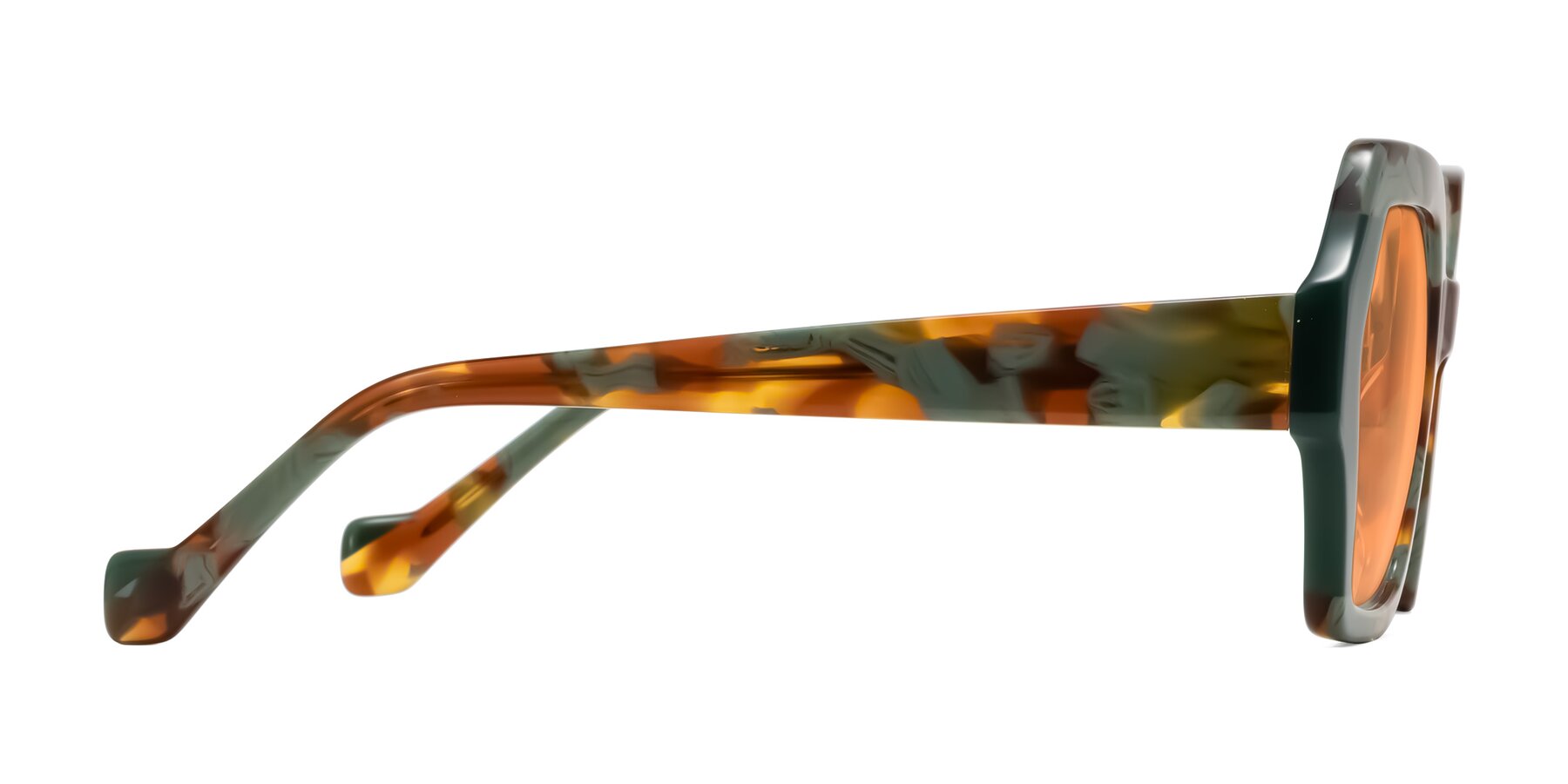 Side of Burka in Tortoise/Green with Medium Orange Tinted Lenses