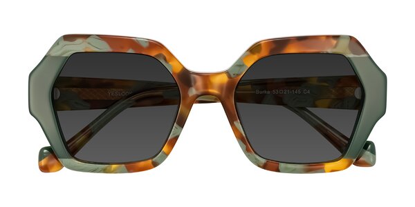 Front of Burka in Tortoise/Green
