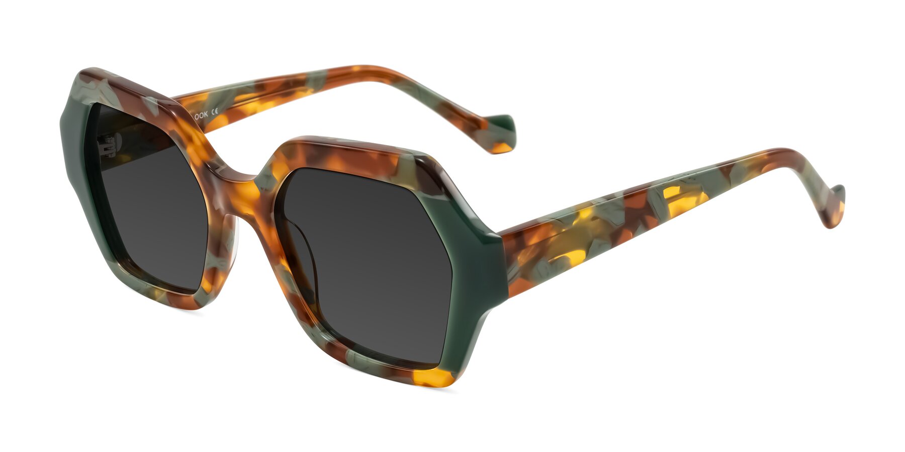 Angle of Burka in Tortoise/Green with Gray Tinted Lenses